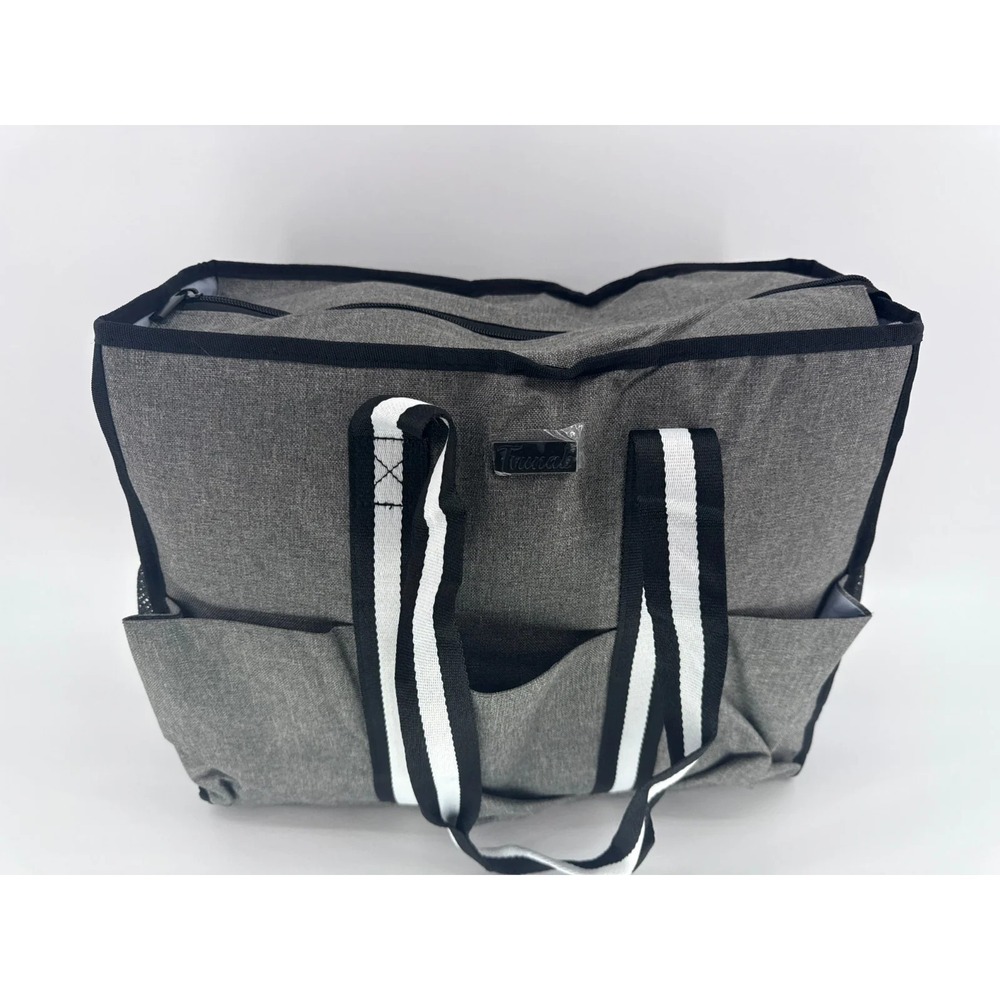 Trunab Gray Teacher Tote Bag Large Utility Work Organizer Pockets Shoulder Strap